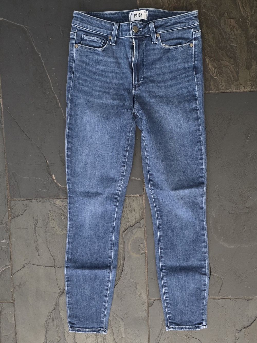 PAIGE Medium Blue High-Rise Skinny Jeans